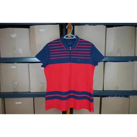 Tommy Hilfiger Red 1/4 Zip Polo Women's XL #408 - Picture 1 of 5